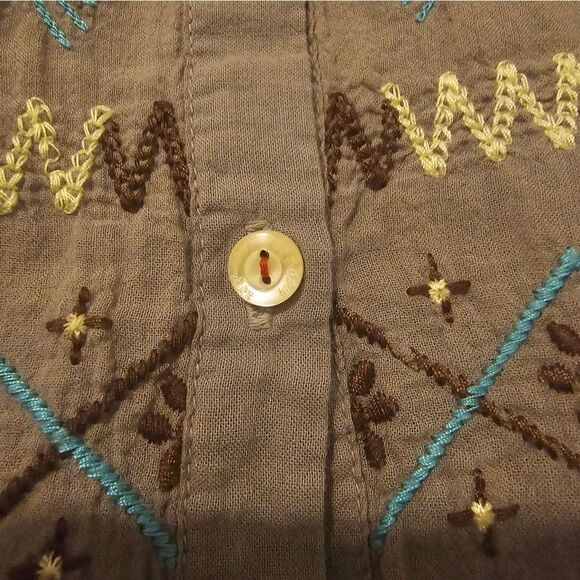 JOHNNY WAS 3J Workshop Bandit Blouse Collared Button Down - Size Medium - Picture 6 of 8